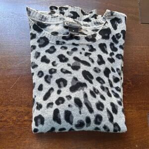 Pure Cashmere Black and Gray Leopard Sweater